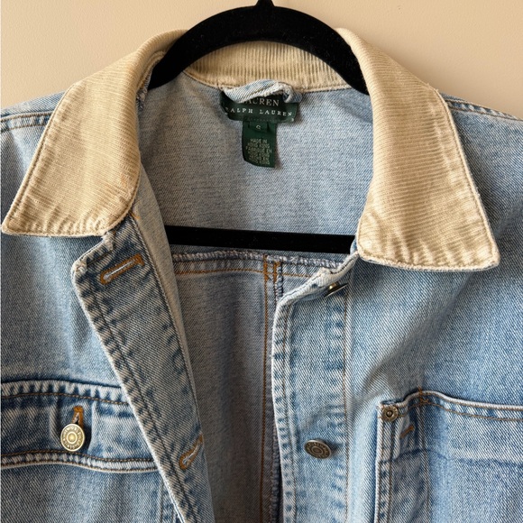 Ralph Lauren Blue Denim jacket with Beige corduroy collar - Picture 3 of 7
